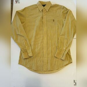 Polo By Ralph Lauren Custom Fit Yellow Striped Men's Shirt